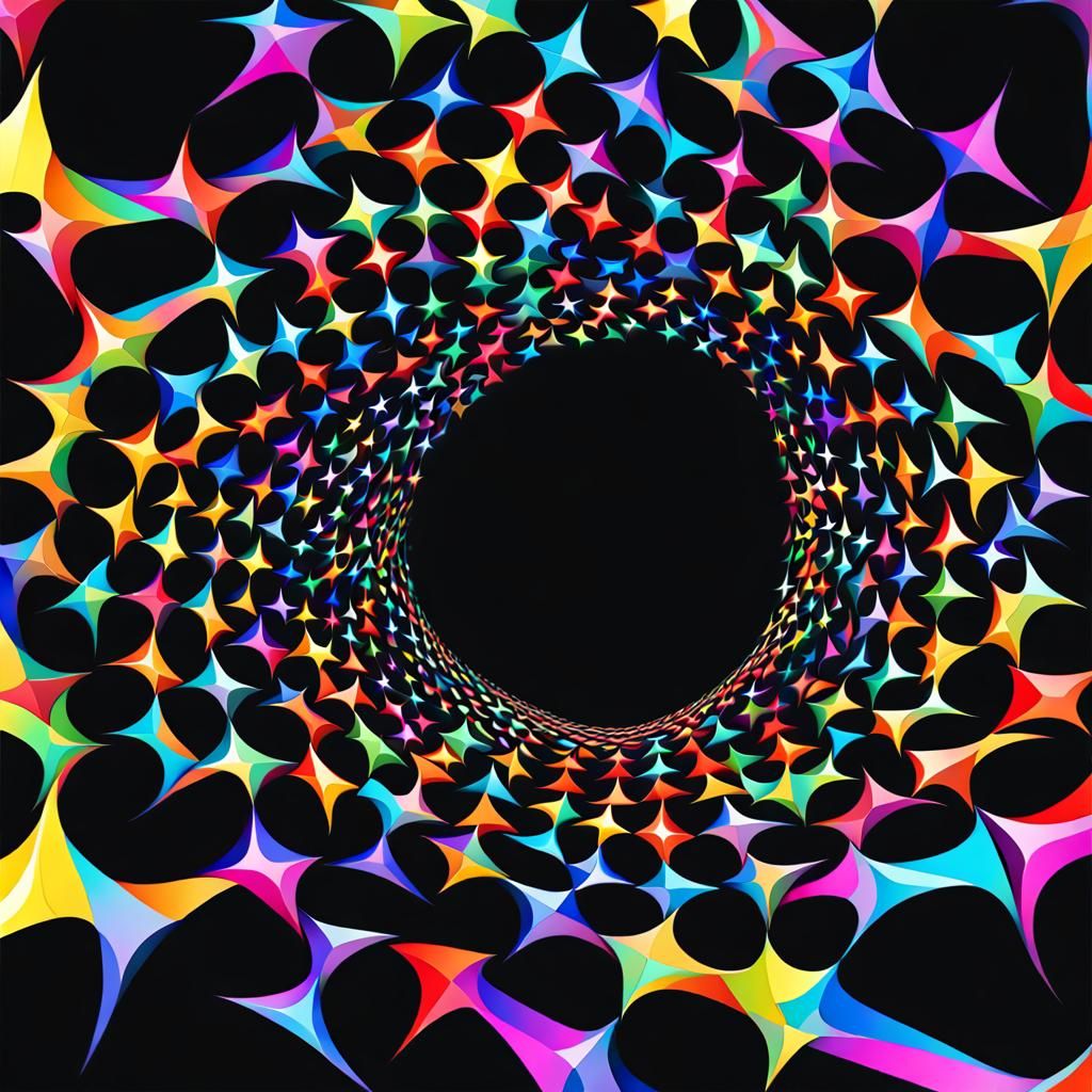 Colorful Müller-Lyer Illusion in Starry Sky