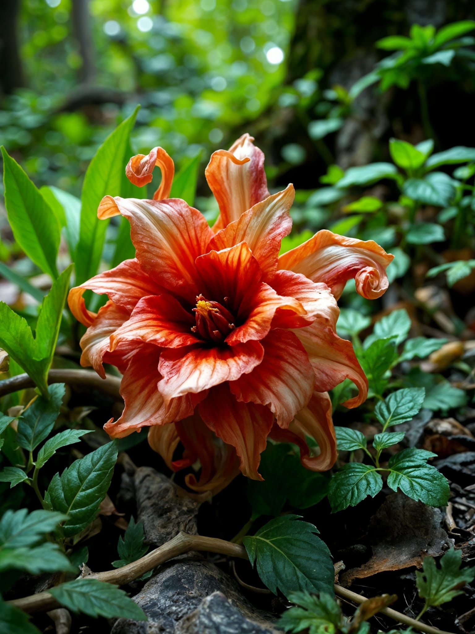 Fractal Flower Blooms on Forest Floor