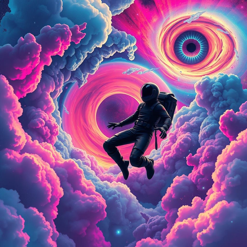 Astronaut Falls Through Wormhole in Surreal Style
