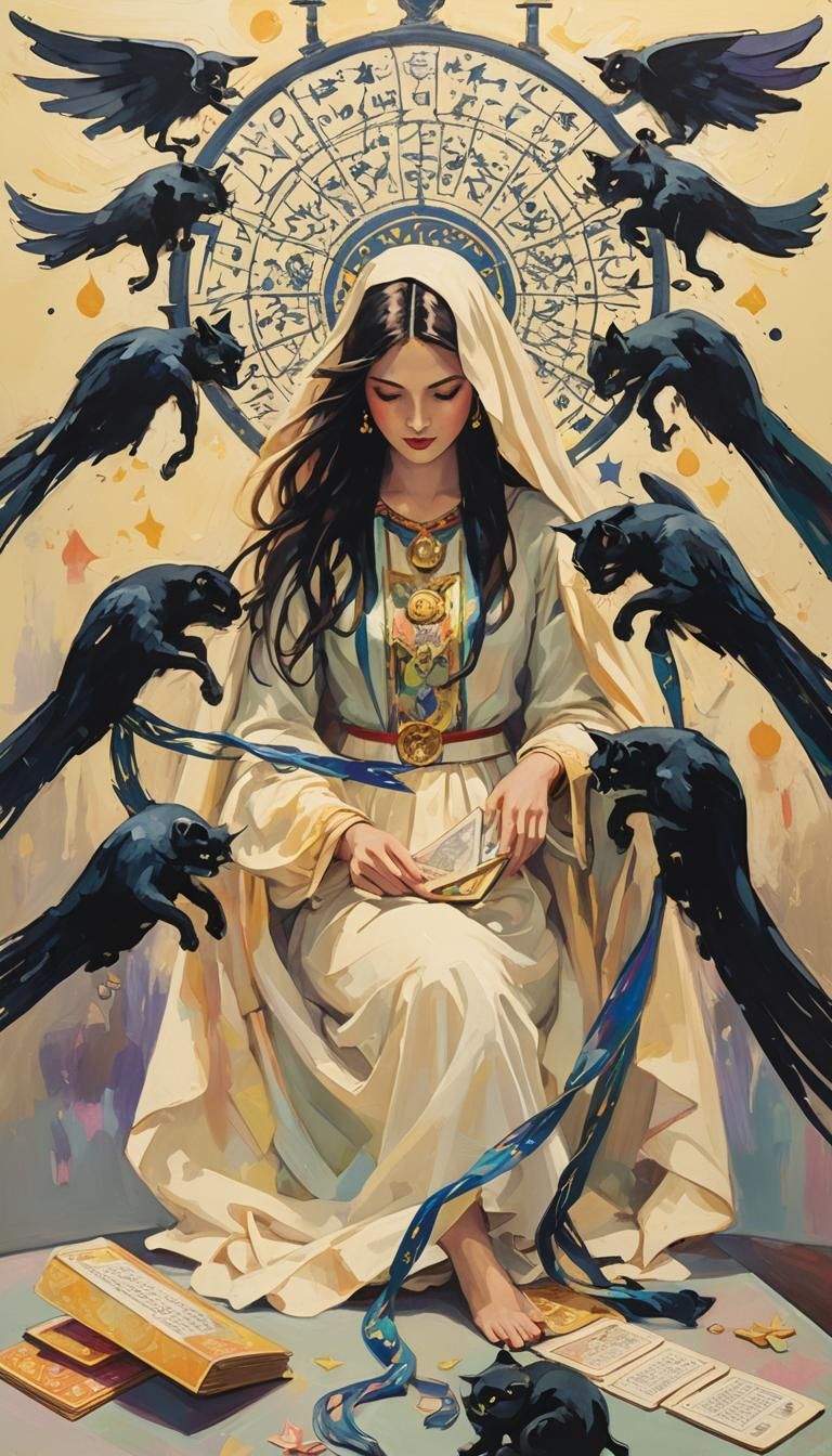 Fauvist Tarot Card: Angel Inspiring Artist