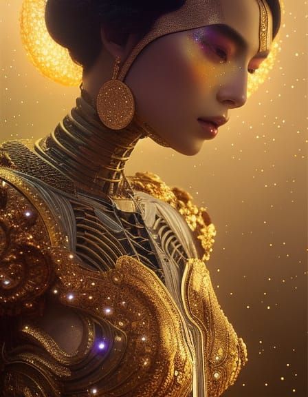 Elaborate AI Android Portrait in Fantasy Style