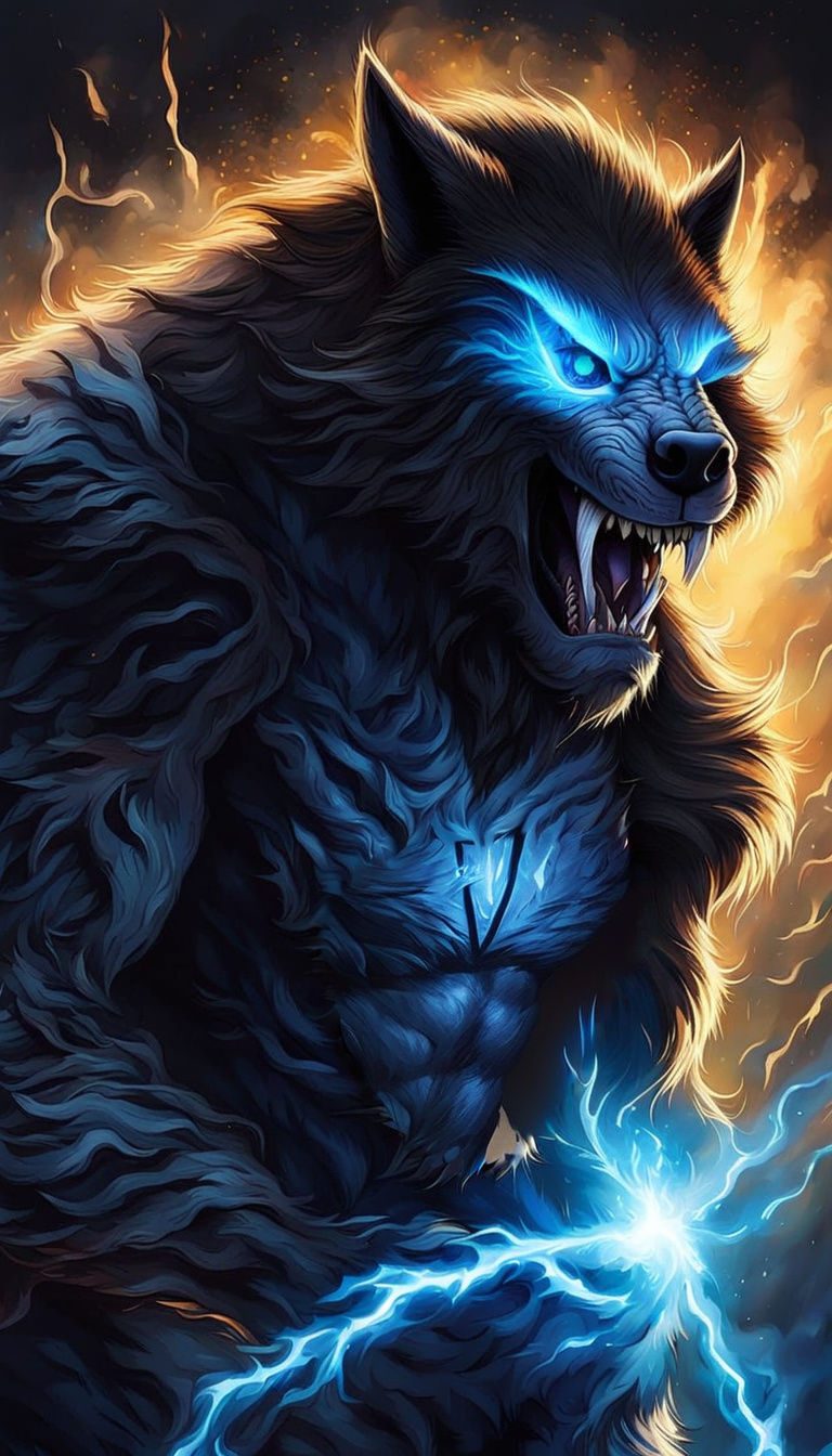 Fearsome Black Fur Werewolf Ready for Battle