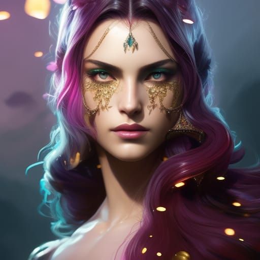 Sorceress Portrait in Hyperdetailed Art Style