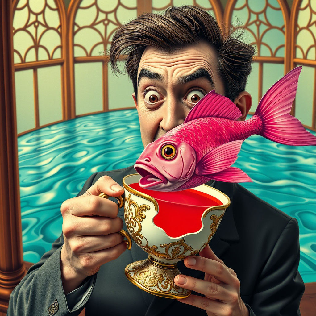 Surreal Fish Escape: A Dreamlike Encounter