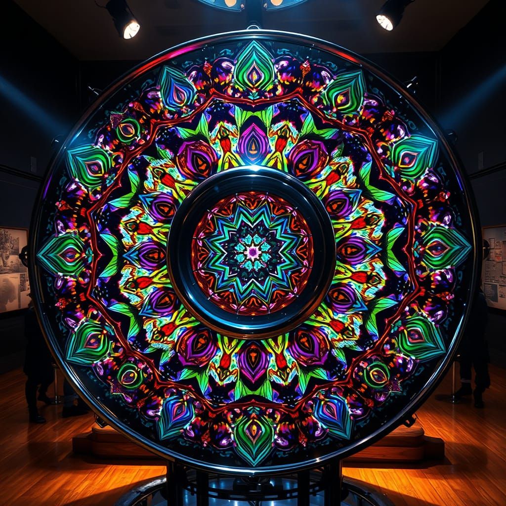 Vibrant Stained Glass Kaleidoscope in Surreal Digital Painti...