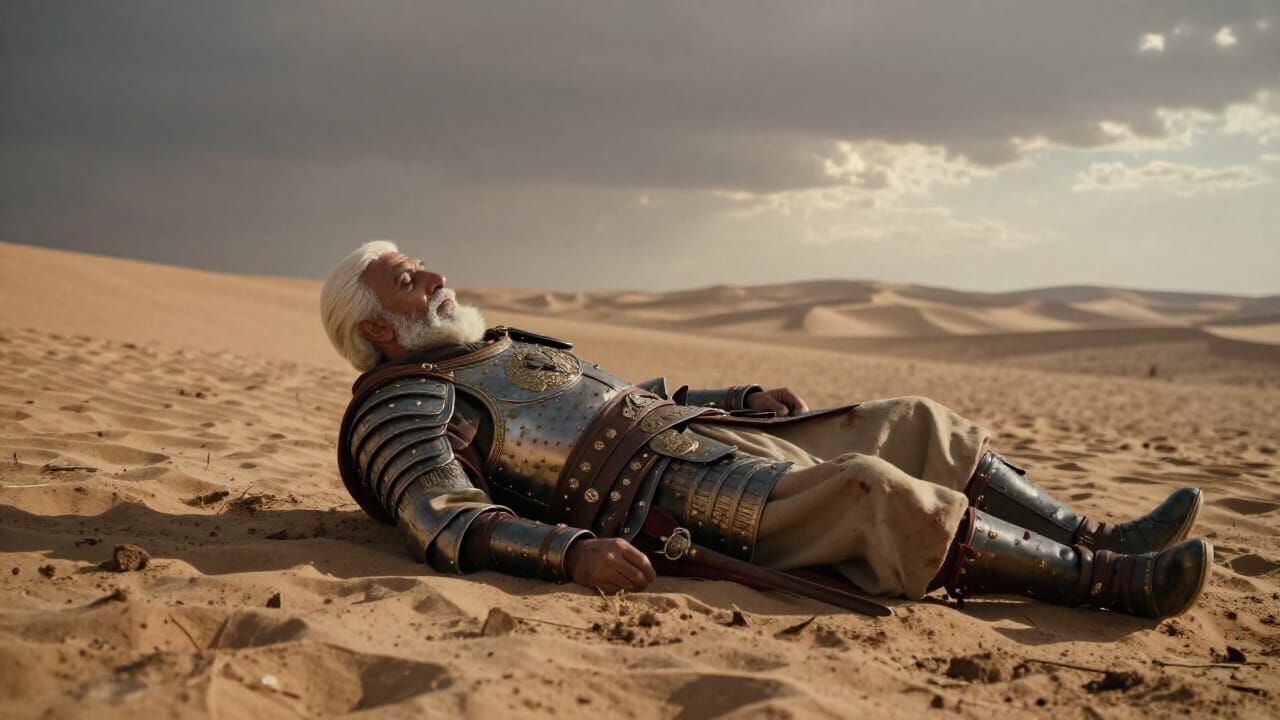 Elderly Arab Warrior Rests After Battle