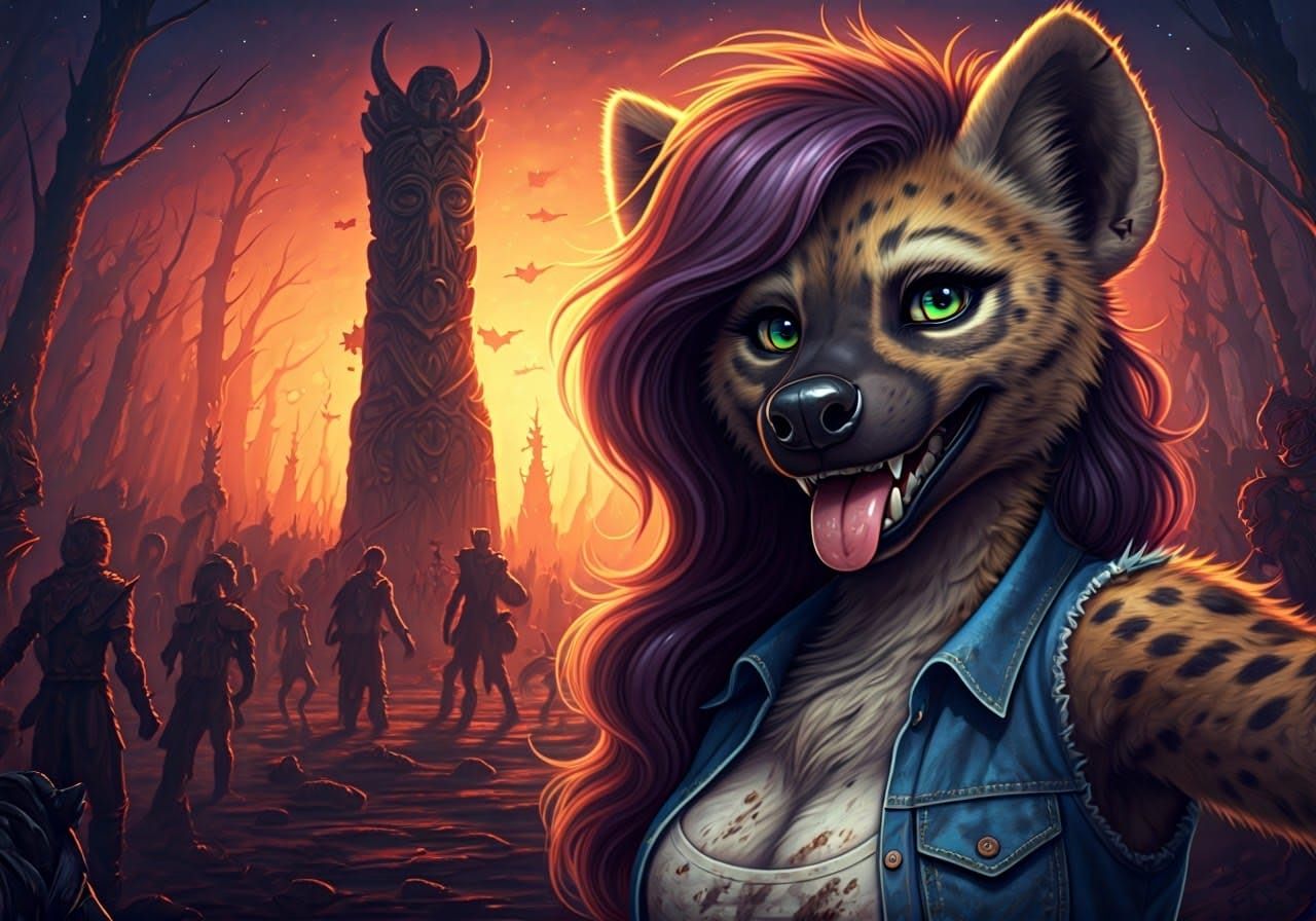 Mysterious She-Hyena Goddess Captured in Cosmic Horror Close...
