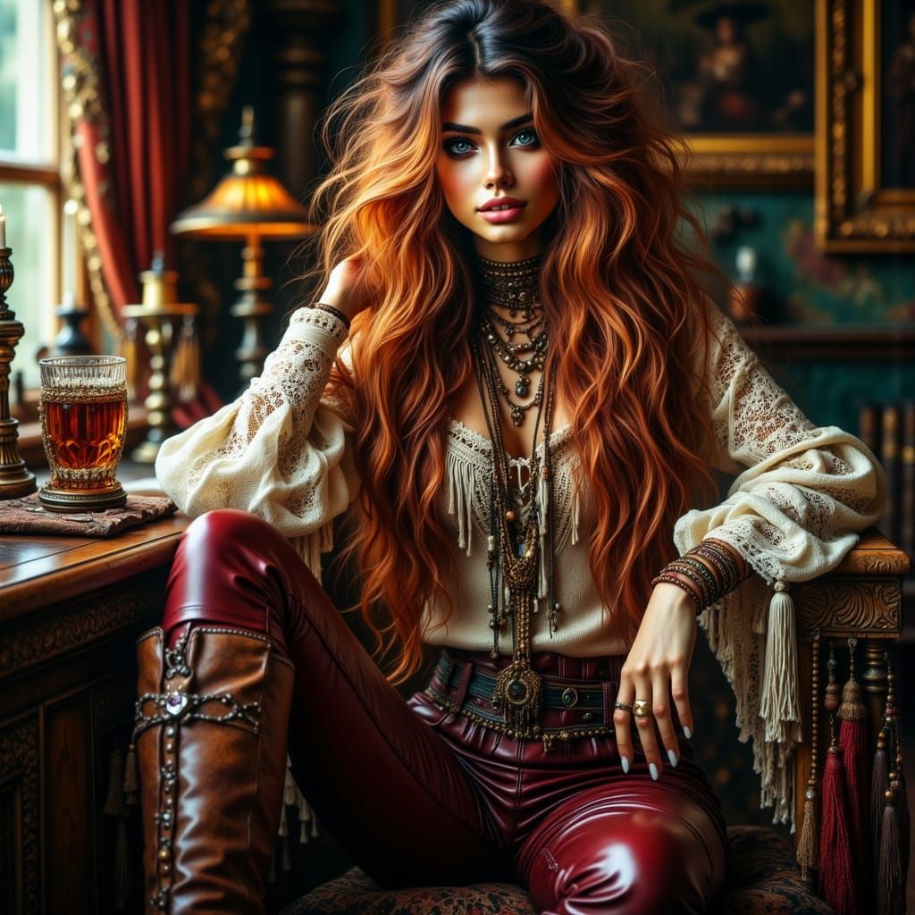 Pirate Captain Relaxing in Cabin: Hyperrealism