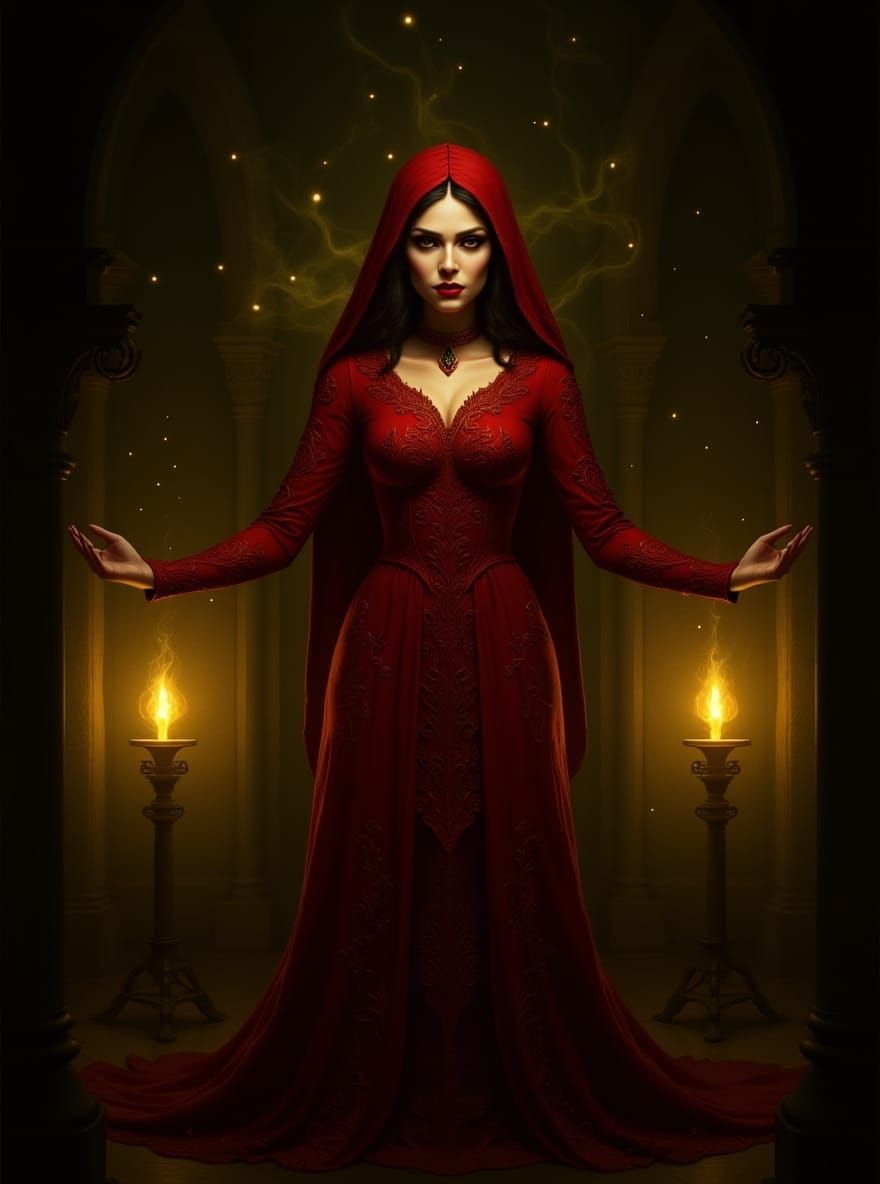 Sorceress in Crypt: Digital Matte Painting