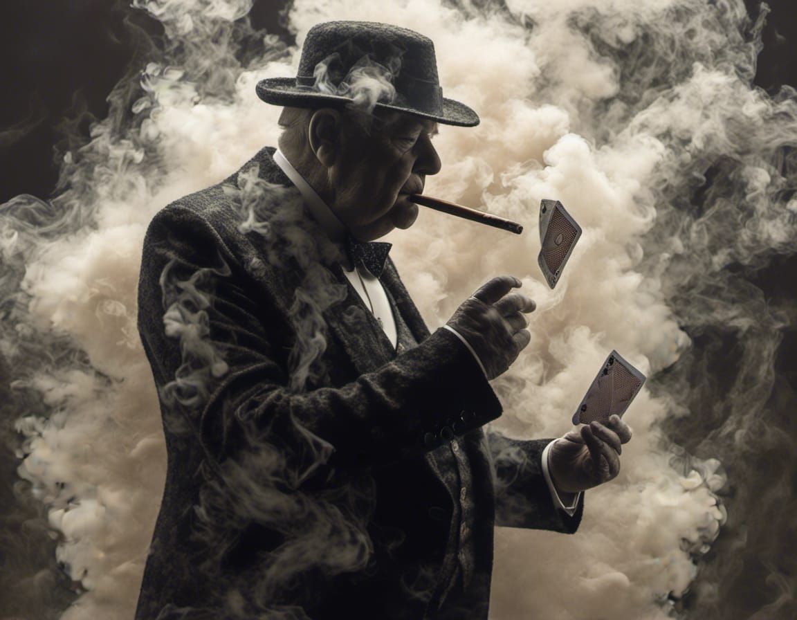 Winston Churchill Silhouette Smoking Cigar, Playing Cards