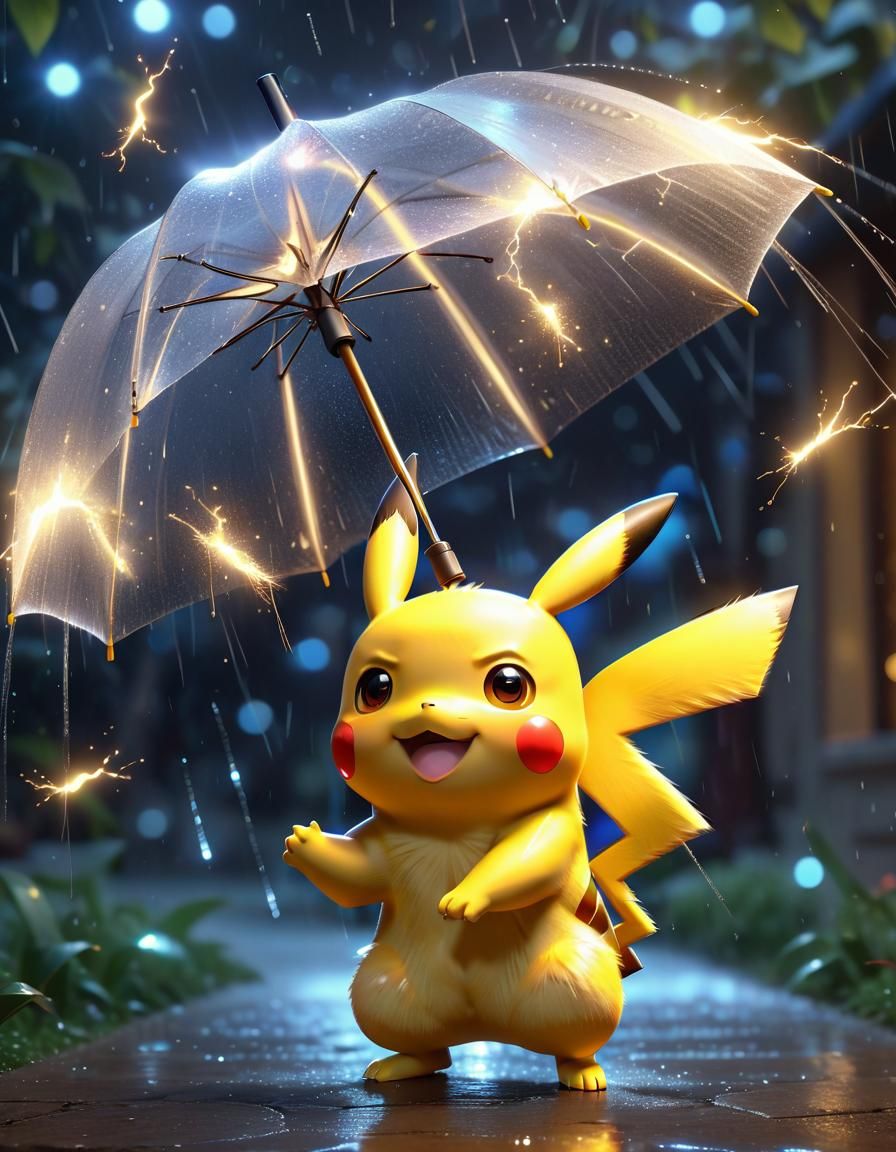 Pixar Style Pikachu with Electric Umbrella