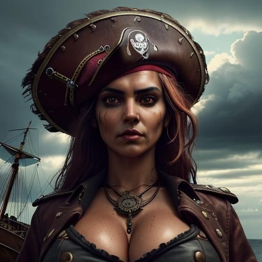 Steampunk Tribal Indian Girl on Pirate Ship