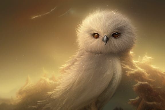 Adorable Chibi Barn Owl Portrait in Fantasy Style