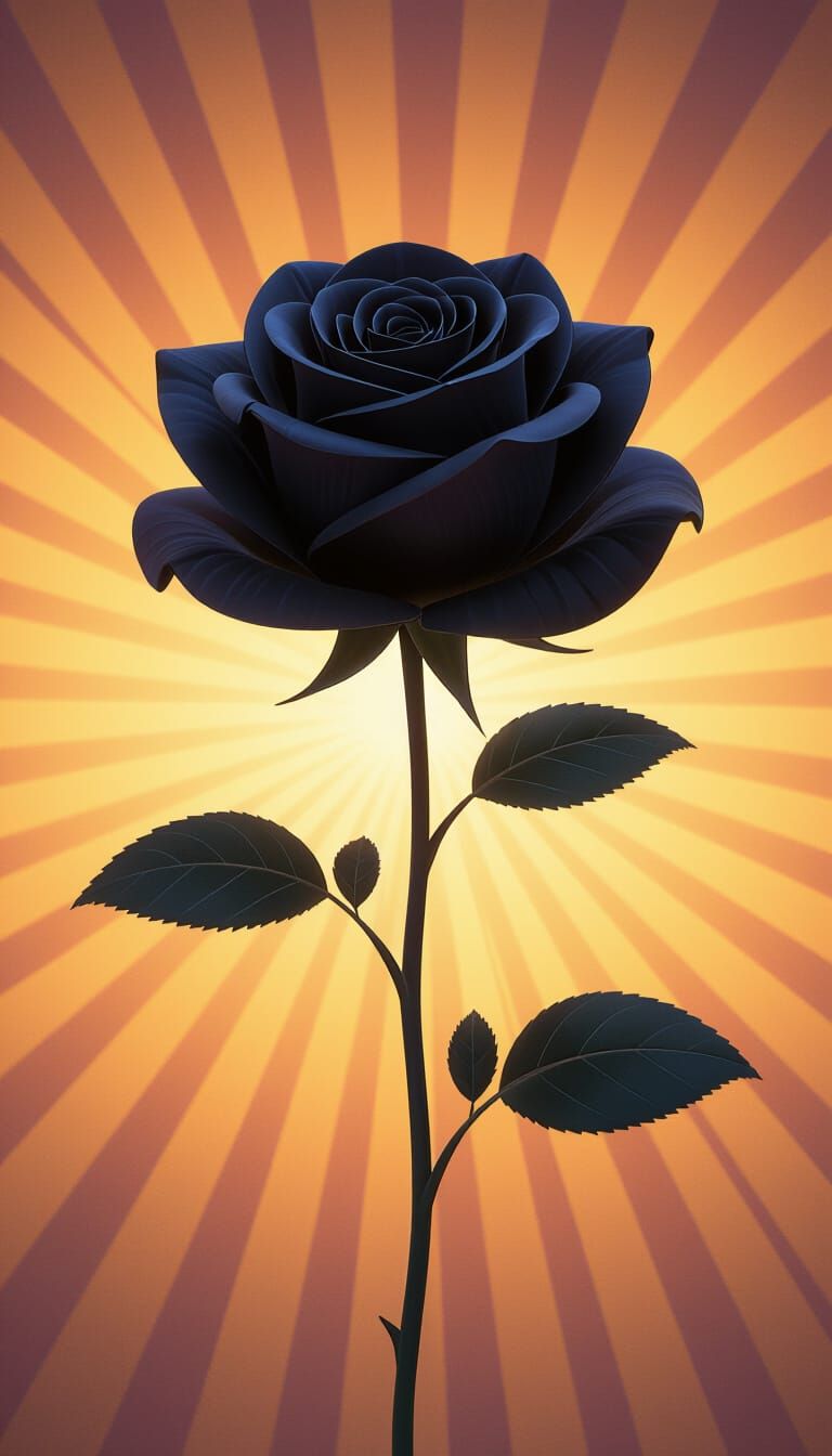 Black Rose Emitting Coolness and Darkness in Vibrant Gradien...