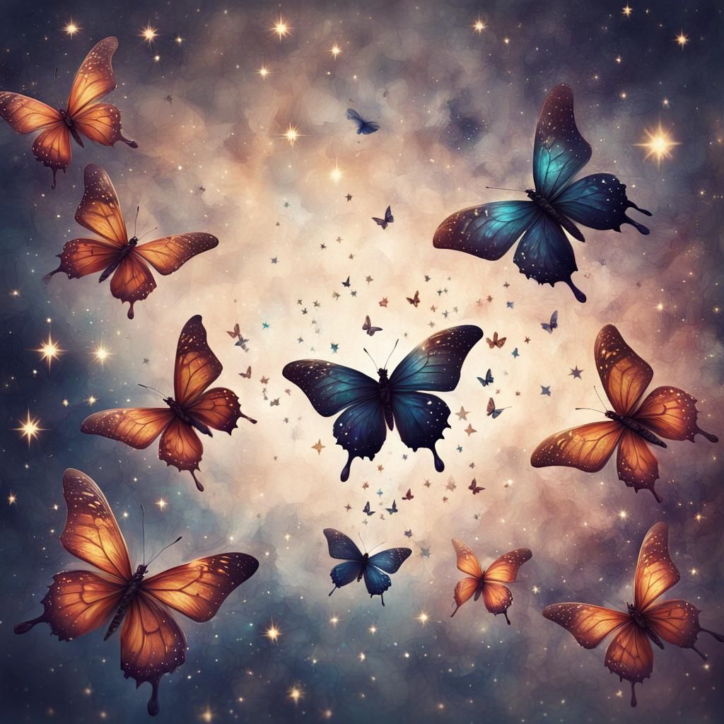 Mystical Butterfly Constellation T-Shirt Design