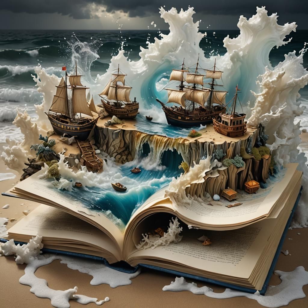 Miniature Maritime World Erupts from Pop-Up Book
