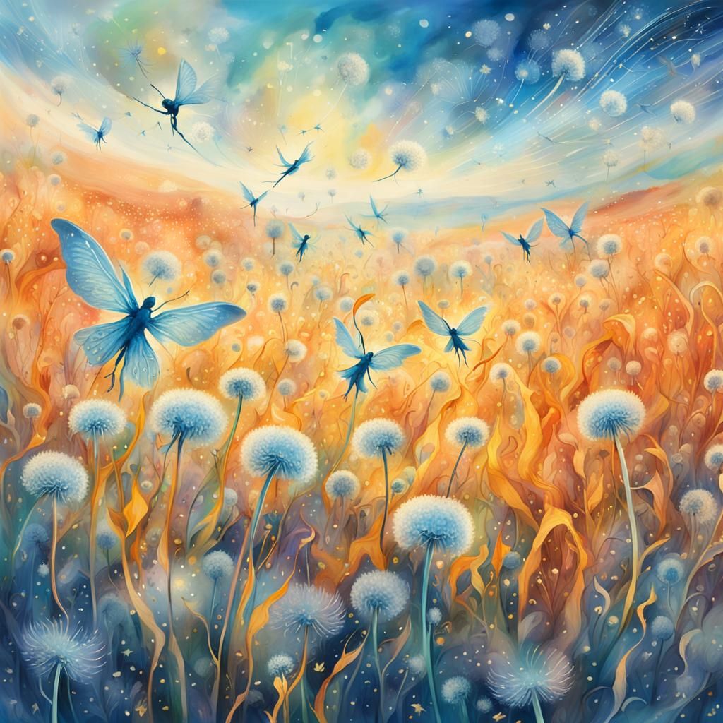 Winged Fairies Making Wishes in Surreal Dreamscape