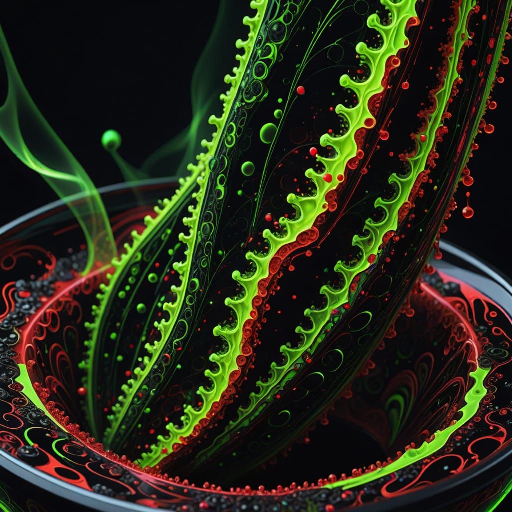 Abstract Fractal with Green Element in Zentangle Style