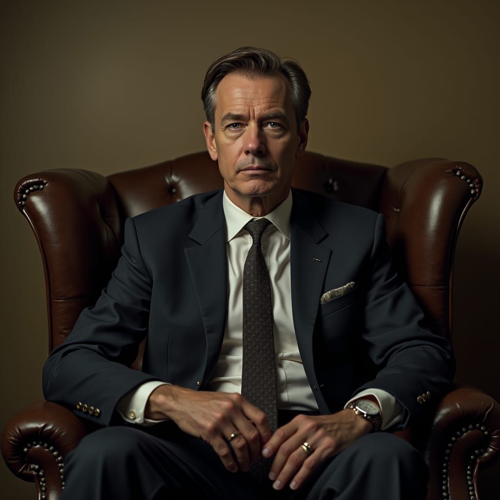 Resolute Gentleman in Earth-Toned Ambiance