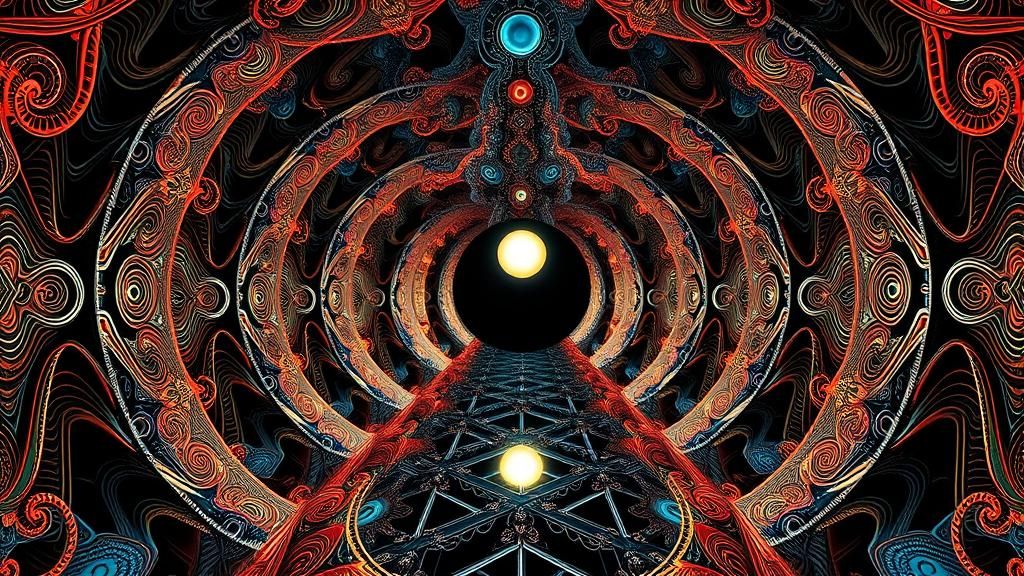 Surreal Abstract Portrait with Fractal and Wave Elements