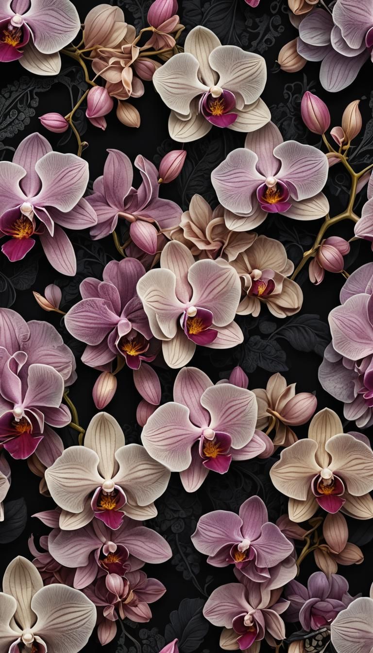 Fabric Orchids: Hyper-Realistic Digital Art Close-Up