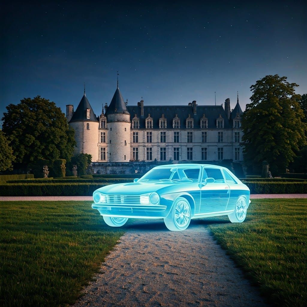 Luminous Hologram of 2025 Peugeot 104 Concept Car