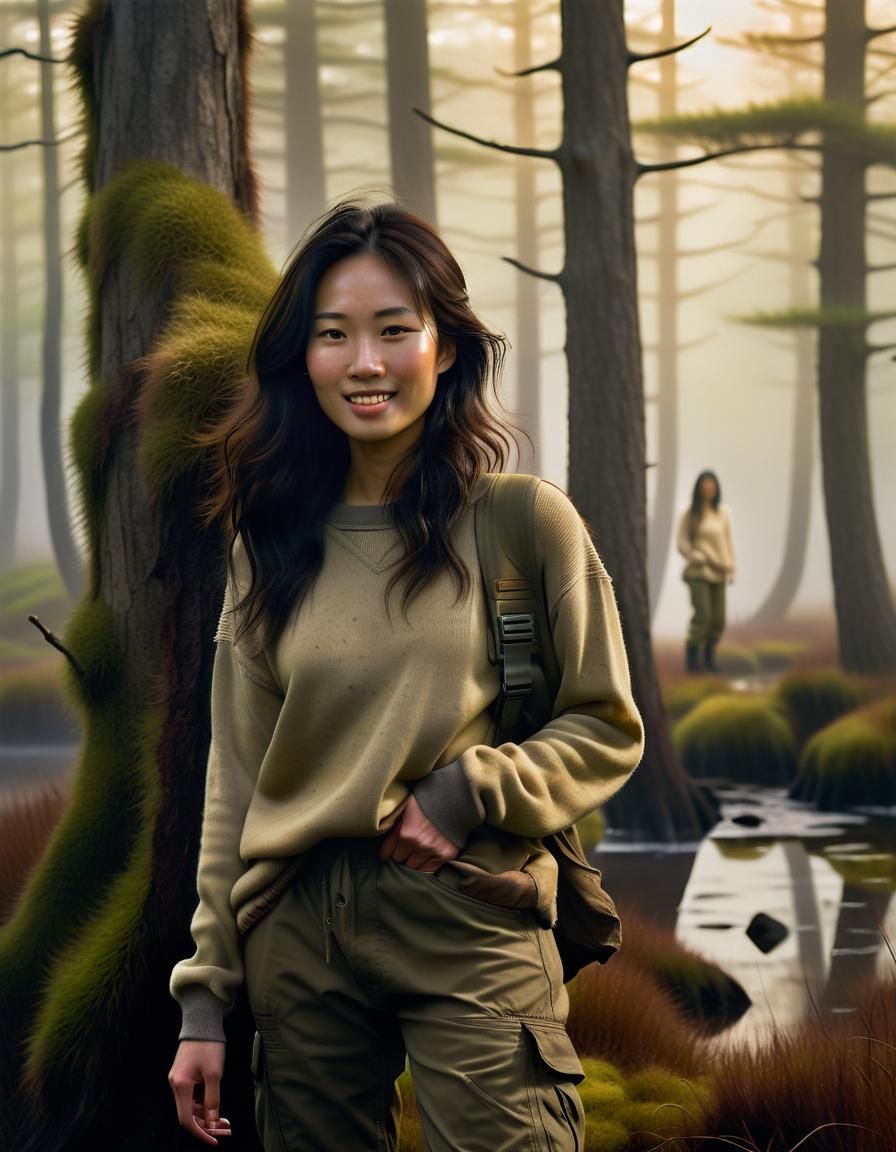 Chiaroscuro Oil Portrait in Misty Moor Swamp