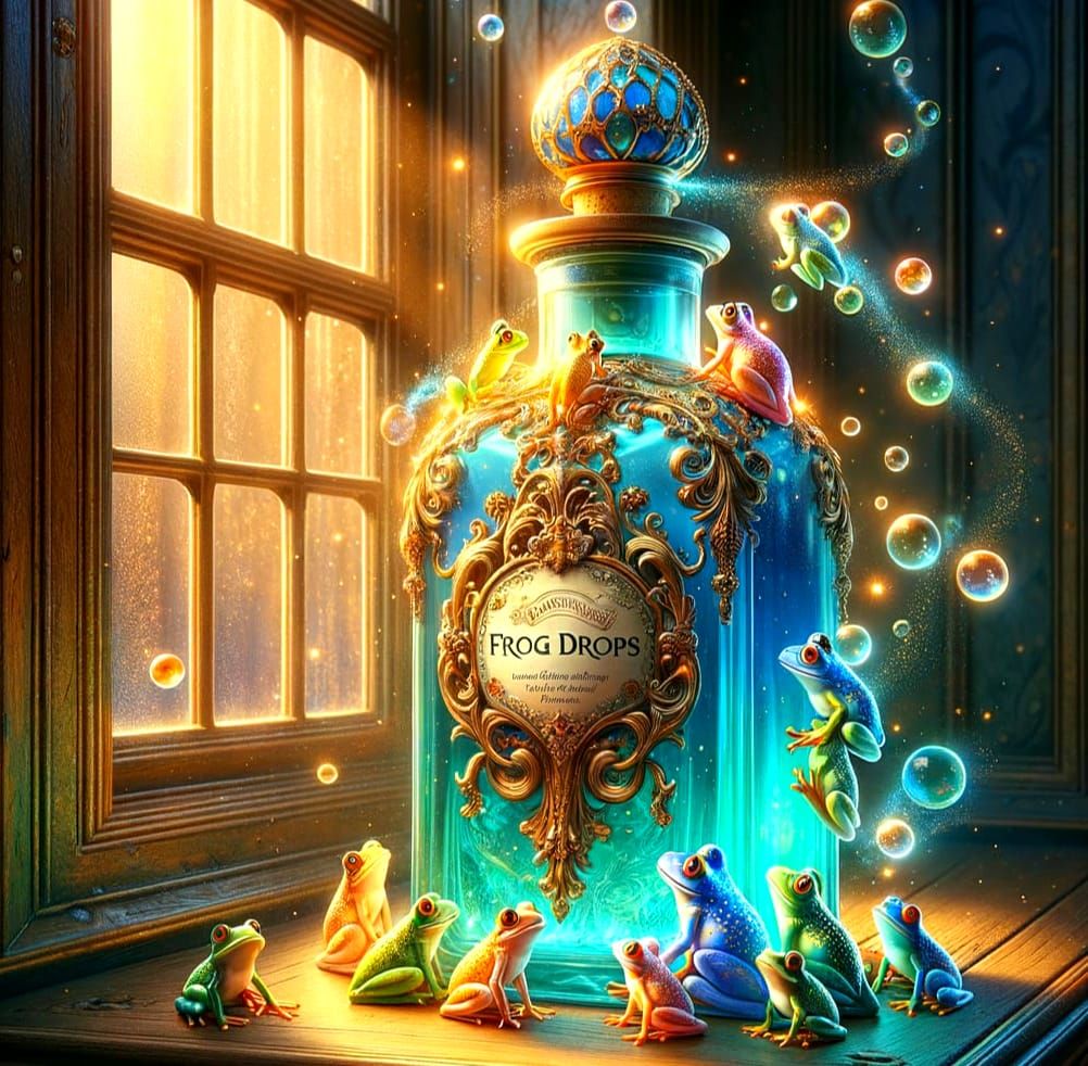 Magical Edwardian Potion Bottle with Frogs