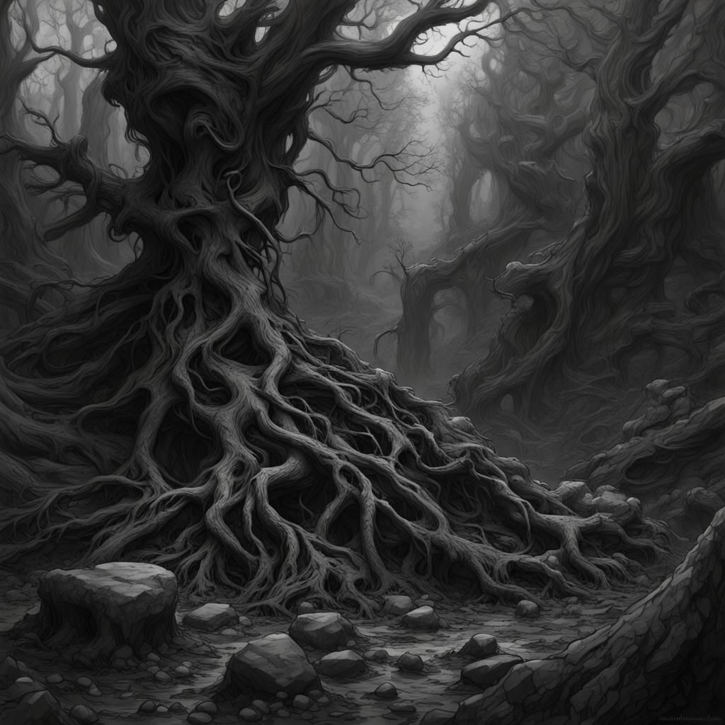 Macabre Forest: A Dark Fantasy Drawing
