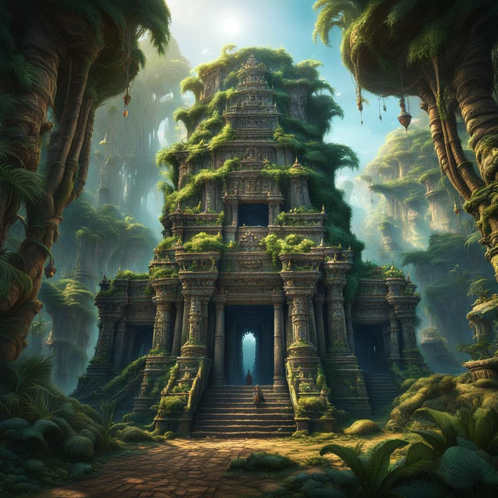 Ancient Jungle Temple Fantasy Concept Art
