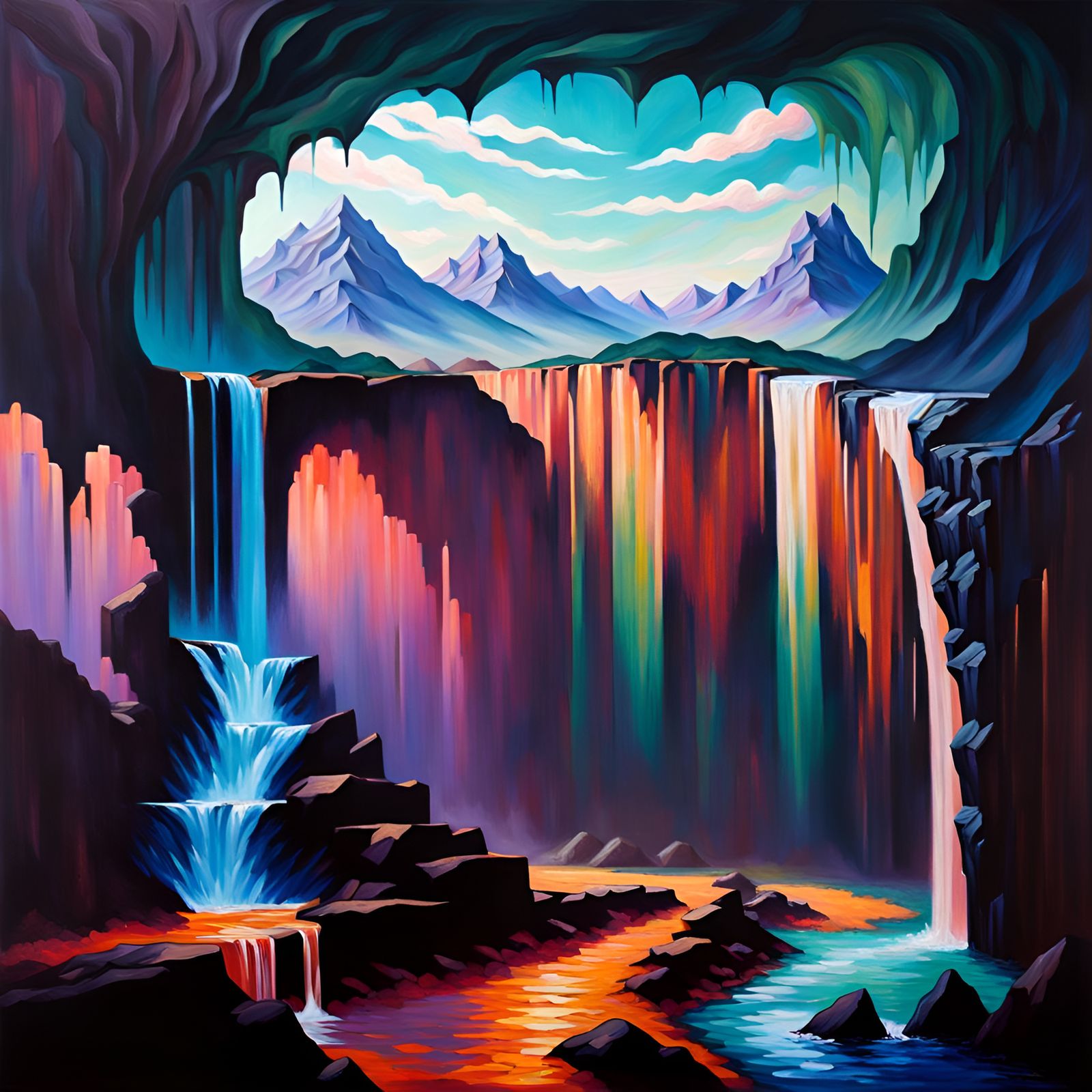 Neo-Impressionistic Entrance to Hell in Wasteland