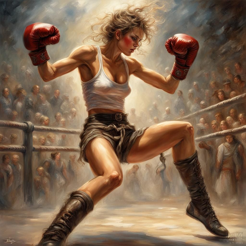 French boxing fighter falling backwards