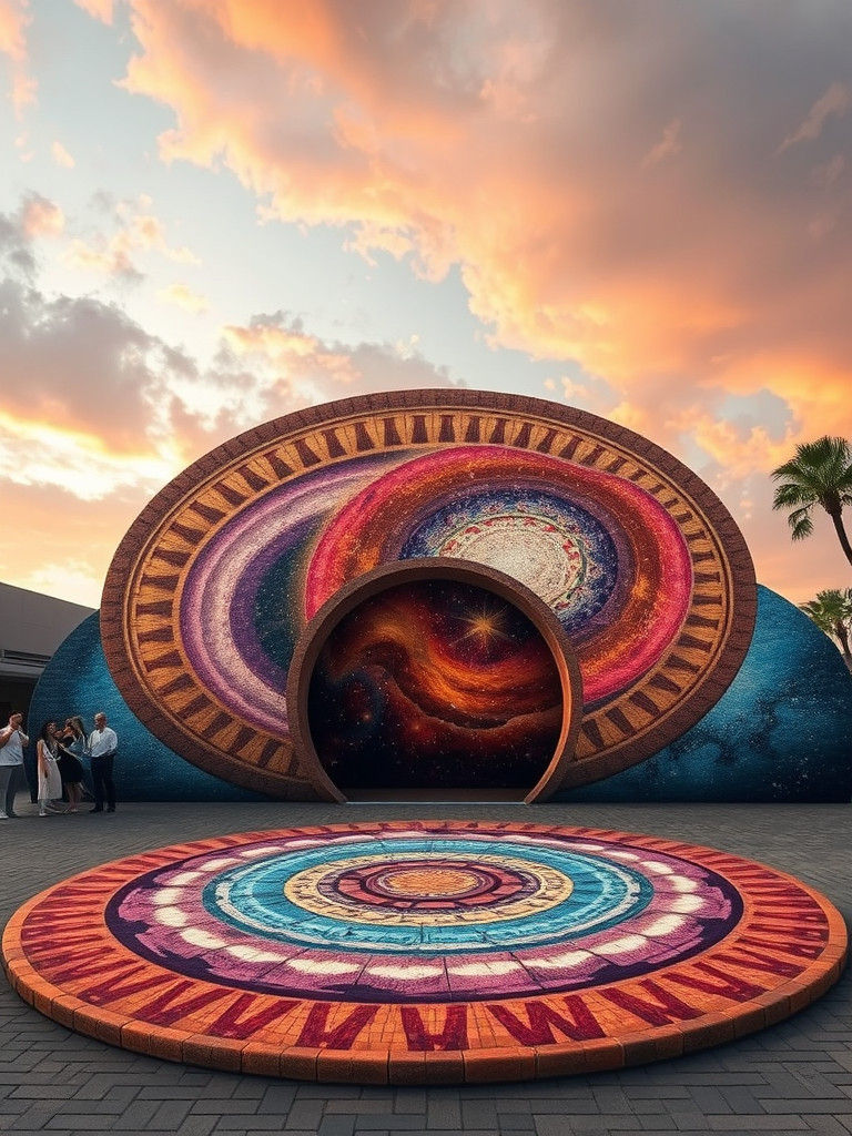 3D Pavement Art: Sombrero Galaxy Anamorphosis