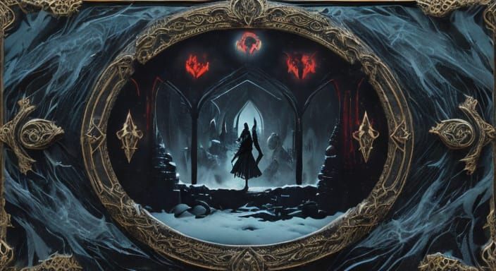 Dark Gothic Heroines Confront Demons in Snowy Nighttime Land...