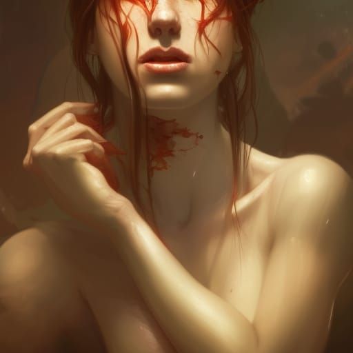 Dominant Two-Mouthed Woman: Dark Fantasy Portrait