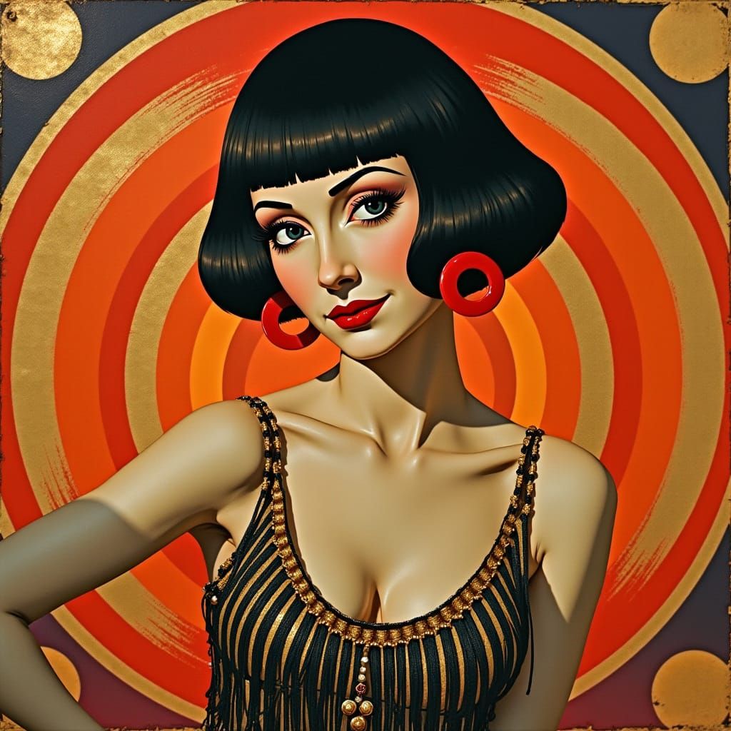 Glamorous Art Deco Flapper in Tamara de Lempicka Style