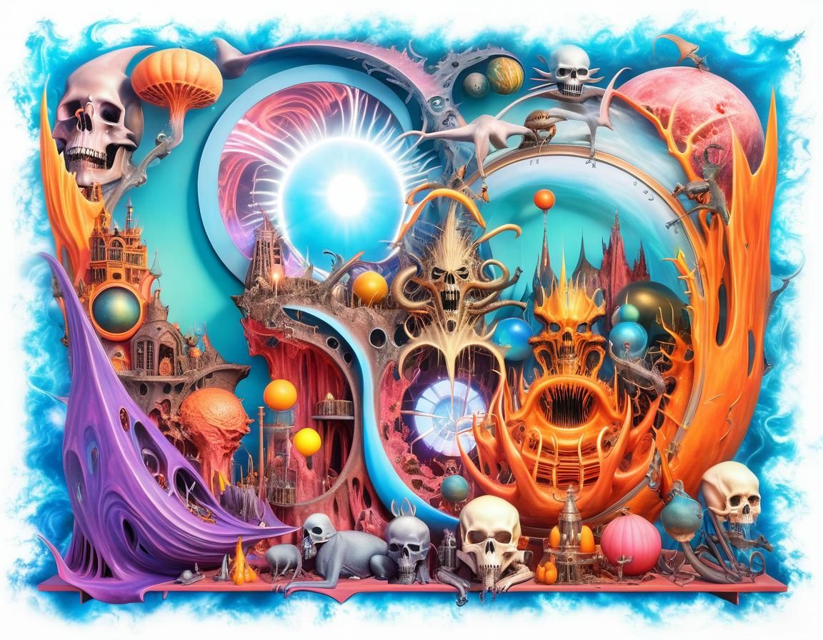 Surreal Doomsday Amusement Park in Hyperrealistic Style