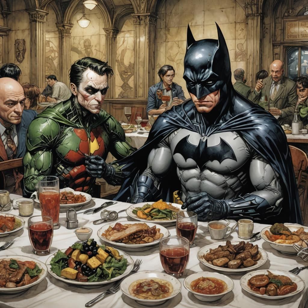 BATMAN having dinner with Robin
