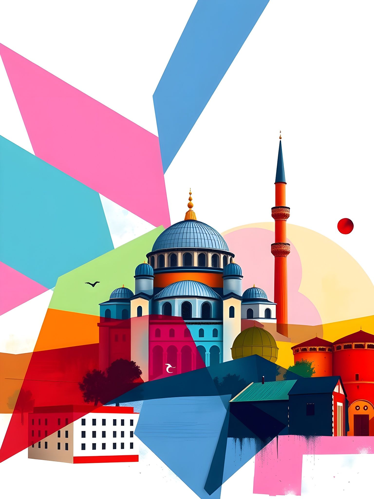 Abstract Istanbul Skyline with Hagia Sophia