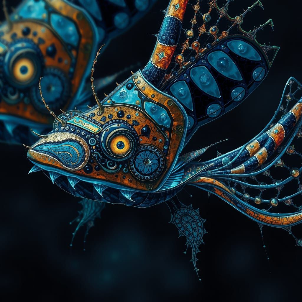 Mystic Swordfish in Expressionist Oil Painting