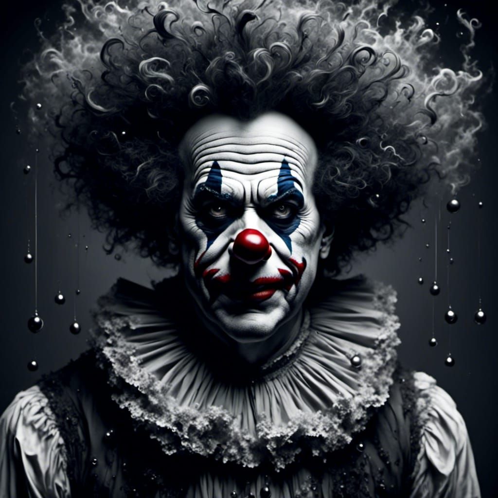 Sad Clown Portrait in Black and White