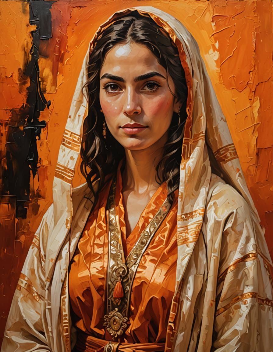 Israeli Woman Portrait in Oil Painting Style
