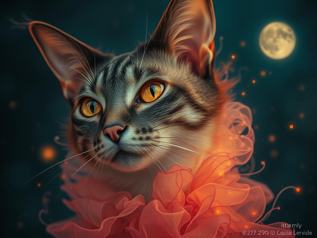 Dreamlike Woman-Cat in Art Brut Style