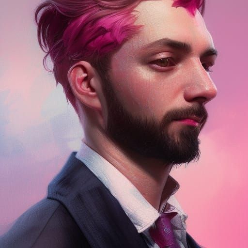 Mr. Pink Portrait in Hyperdetailed Concept Art Style