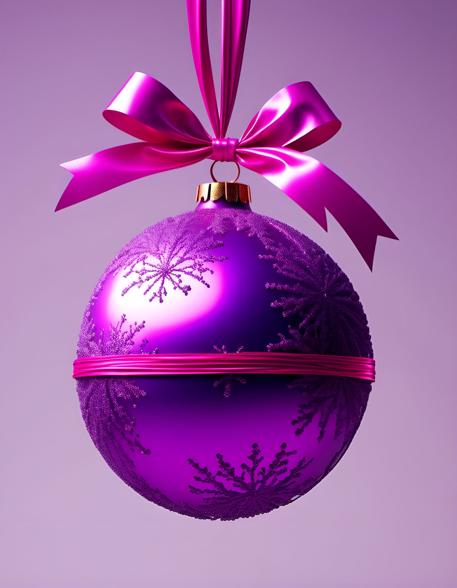 Neon Purple Christmas Ball Ornament in 3D
