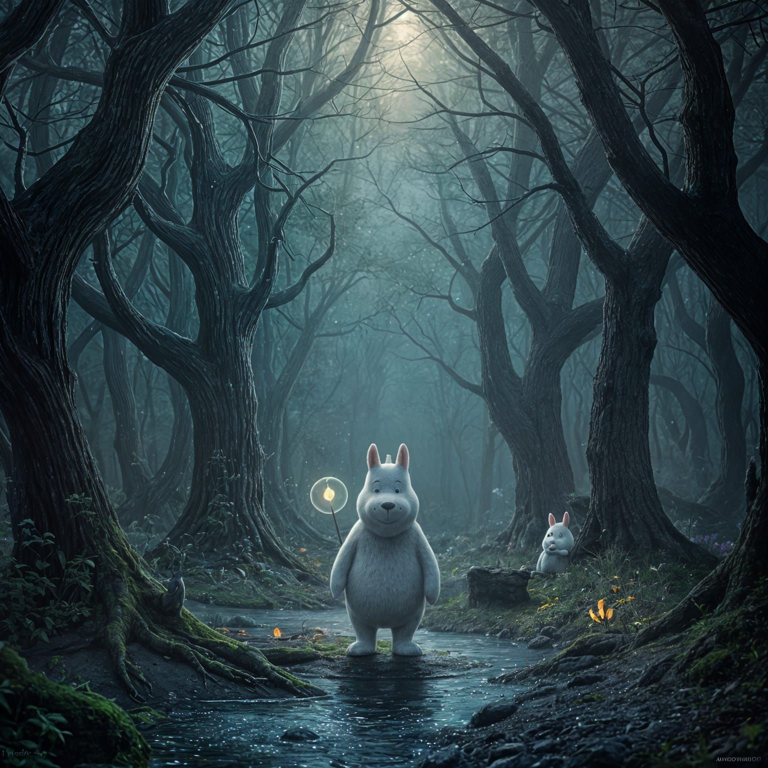 Moomins in Holographic Astral Cosmic Illustration