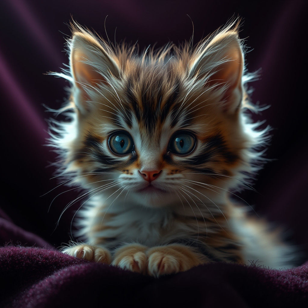 Adorable Kitten with Sparkling Eyes: Cinematic Realism