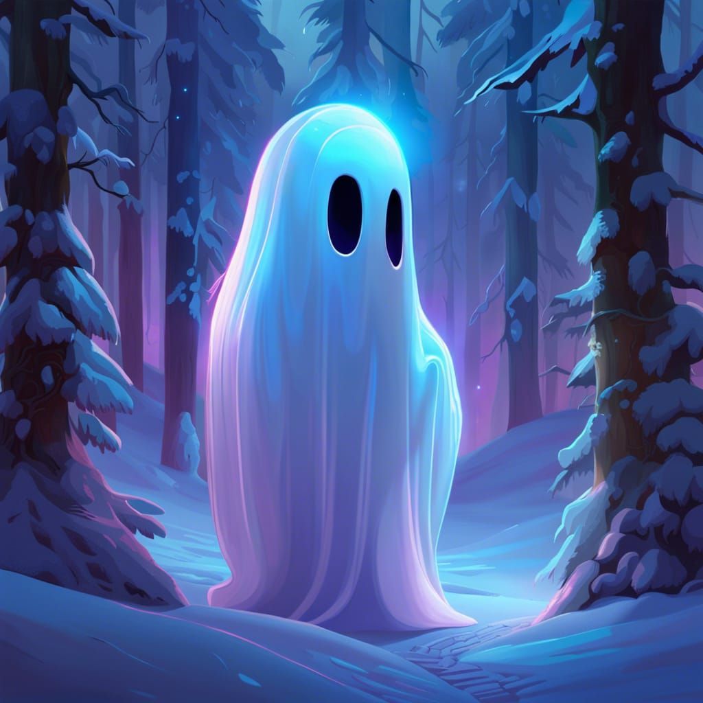 Iridescent Ghost in Winter Forest Digital Painting