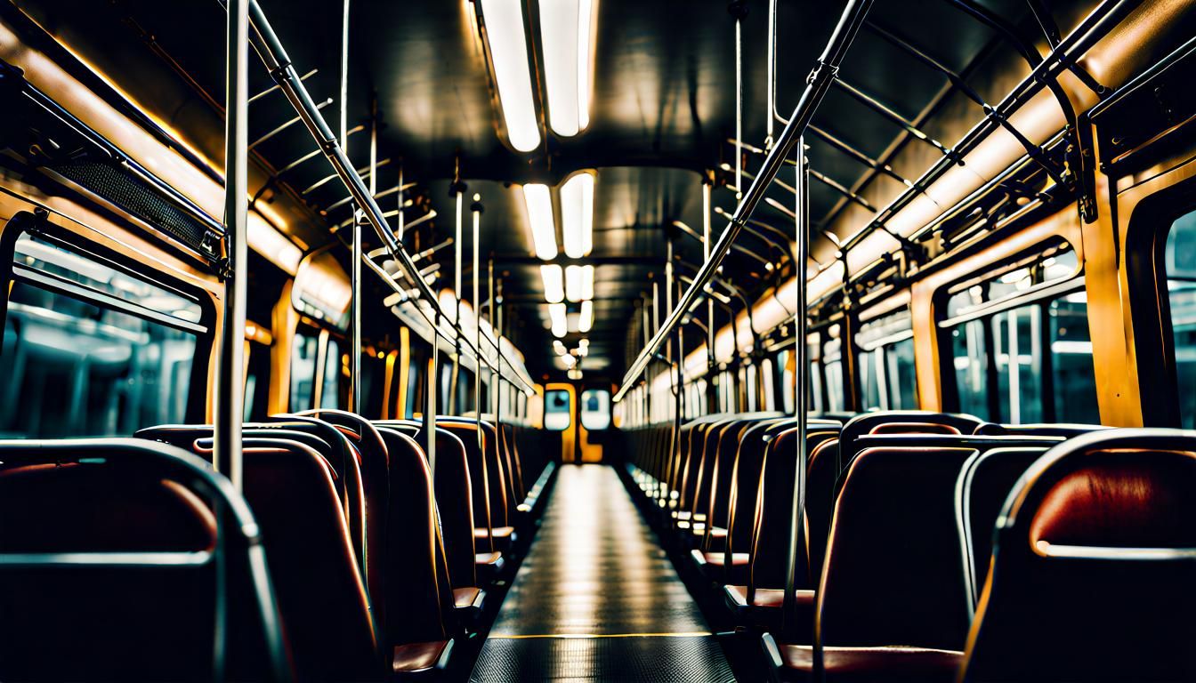 Hand Releasing Rail in Bus, Hyperrealistic Photo