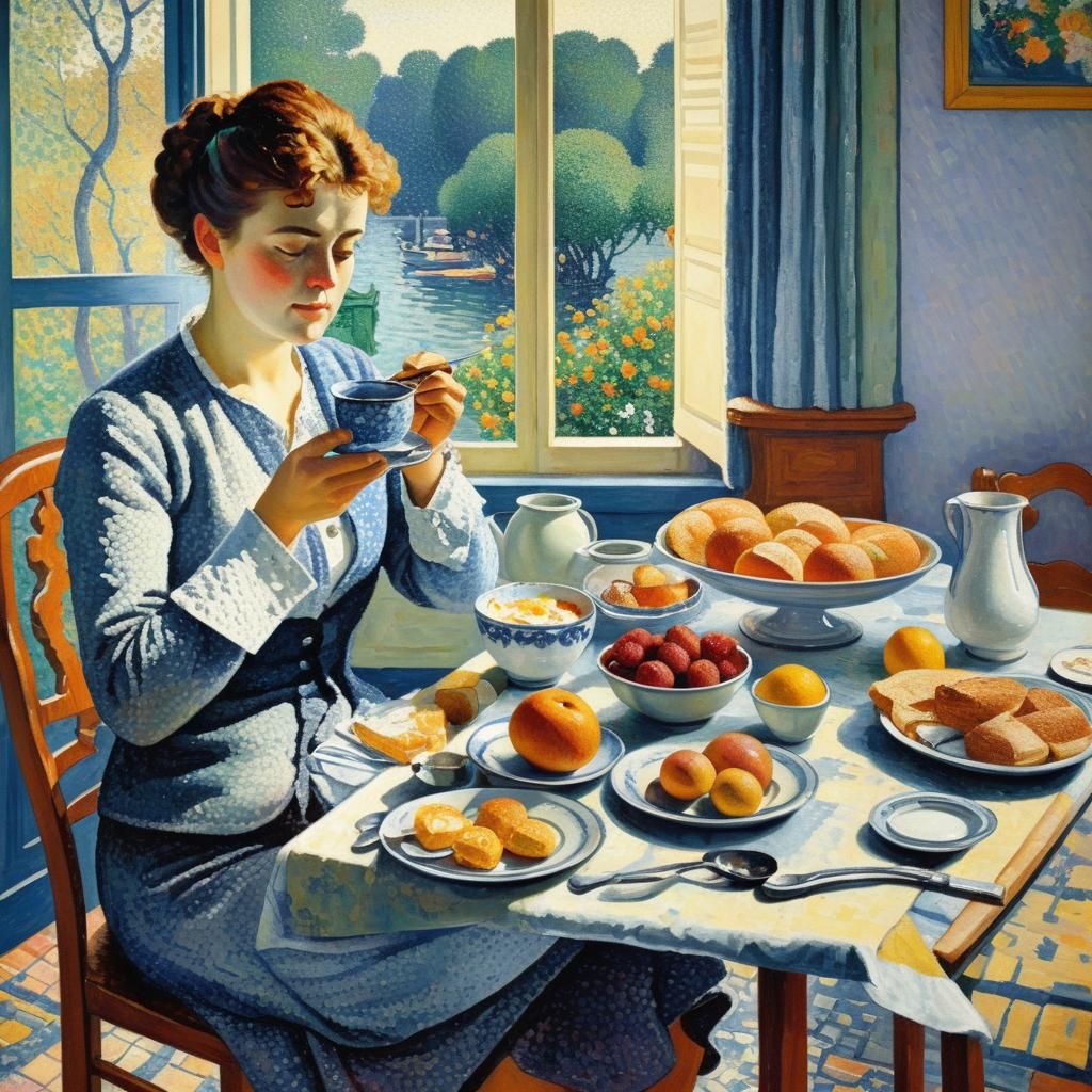 Paul Signac, the breakfast, pointillism